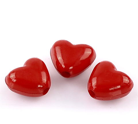 DoreenBeads-Cuentas de corazón de amor rojo, abalorios acrílicos hechos a mano, cuentas espaciadoras sueltas para pulsera DIY, fabricación de joyas, 11x10mm ,50/200 Uds. ► Foto 1/3