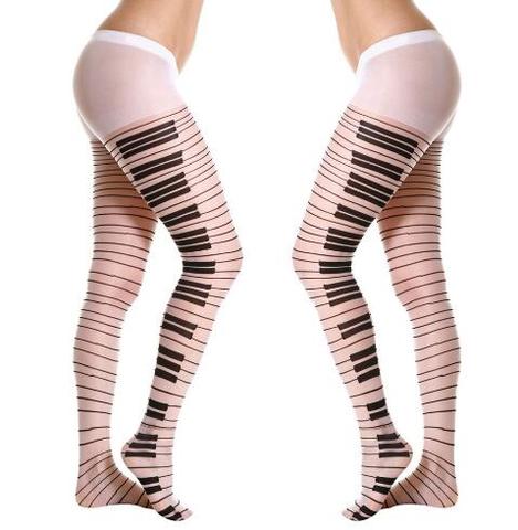 Medias de Piano sexys para mujer, medias altas negras y blancas, medias transparentes ultrafinas de talla libre ► Foto 1/3