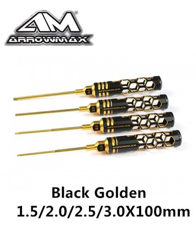 Original arrowmax AM-410993-BG Allen Juego de Llaves 1.5/2.0/2.5/3.0X100mm Negro Oro Ligero hueco profesión rc piezas de la herramienta ► Foto 1/1