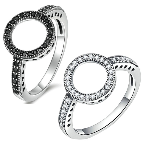 FDLK-Anillo de circonia cúbica con diamantes de imitación para mujer, sortija redonda hueca, anillos de compromiso de boda, joyería ► Foto 1/6