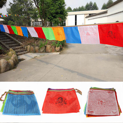 20 Pcs oración budista tibetana banderas diferentes colores de seda Artificial banderas religiosas el pulmón bandera budista suministros ► Foto 1/6