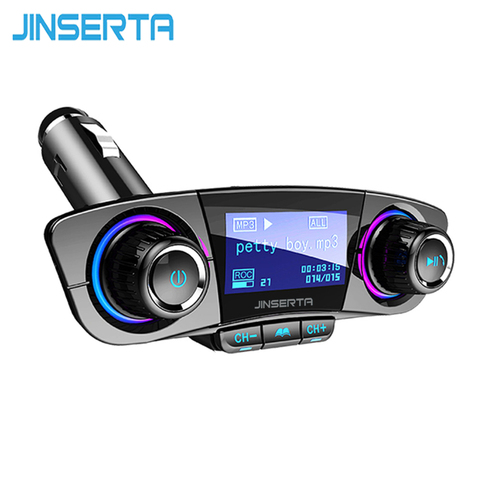 JINSERTA transmisor FM Aux modulador Bluetooth 5,0 Kit manos libres de coche de Audio de coche MP3 Player w/carga inteligente Dual USB cargador de coche ► Foto 1/6