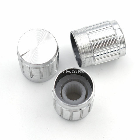 Perilla de control de volumen, 10 unidades/lote, 15x17mm, perilla de potenciómetro de aleación de aluminio, perilla plateada ► Foto 1/1