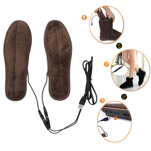 Plantillas térmicas de piel de felpa para el invierno, calzado eléctrico con USB, para mantener el calor ► Foto 1/6