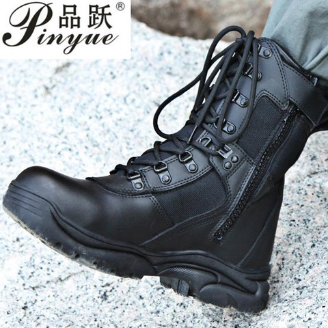 Botas militares de combate para hombre, zapatos de exterior, botas tácticas de infantería, color negro, novedad de 2022 ► Foto 1/6