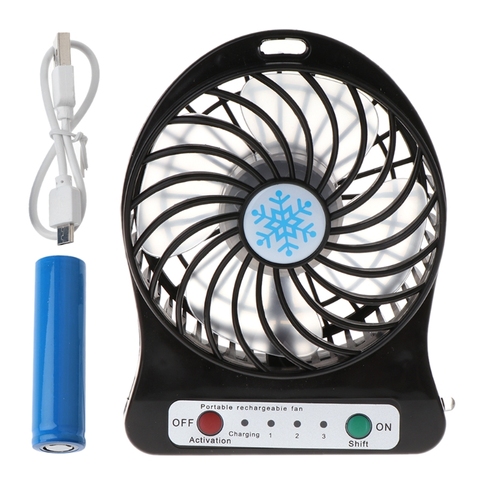 Mini ventilador USB de escritorio portátil para ventilador de luz LED al aire libre con batería 18650 alimentado por Powerbank cargador USB puerto USB de PC ► Foto 1/6