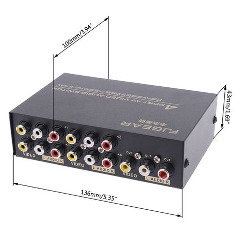 4 Puerto AV vídeo Audio RCA 4 Entrada 1 salida conmutador interruptor Selector Splitter Box Jy17 19 Dropship ► Foto 1/5