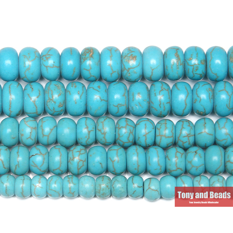 Cuentas sueltas tipo Rondelle naturales turquesas azules, hilo de 15 