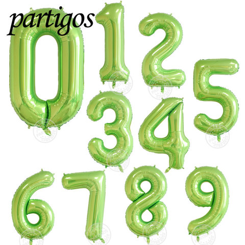 Globos de números de 40 pulgadas para decoración de fiesta de cumpleaños, Globos de aluminio de color verde aguacate, helio, para Baby Shower, 1 Uds. ► Foto 1/1