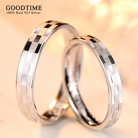 925 anillos de plata esterlina de anillo sencillo para mujer, joyería clásica de plata pura 925, anillos para parejas amantes, regalos, 1 Uds. ► Foto 1/6