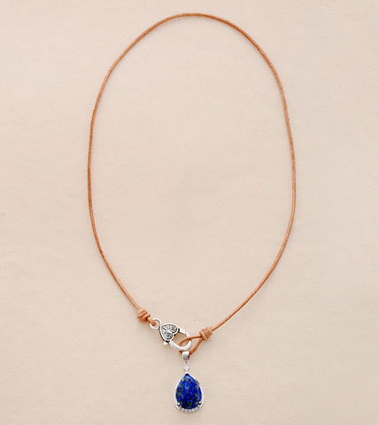 Mujer gargantillas collares Lapis Lazuli de cuero genuino corto collar de encanto nuevo colgante de moda de joyas de collares ► Foto 1/3