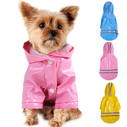 Verano al aire libre cachorro mascotas abrigo de lluvia S-XL con capucha chaquetas impermeables PU impermeable para perros y gatos ropa venta al por mayor # F #40JE14 ► Foto 1/6
