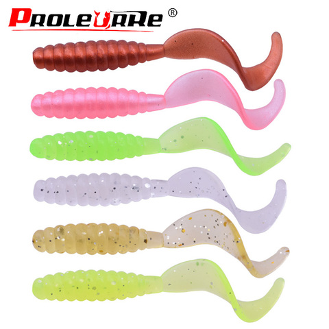 WDAIREN 10 Uds cola bifurcada gusano Swimbait de atraer plantilla Wobblers 5,5 cm 1,3g de pesca de cebo de gusano larvas Texas Rig abordar ► Foto 1/5