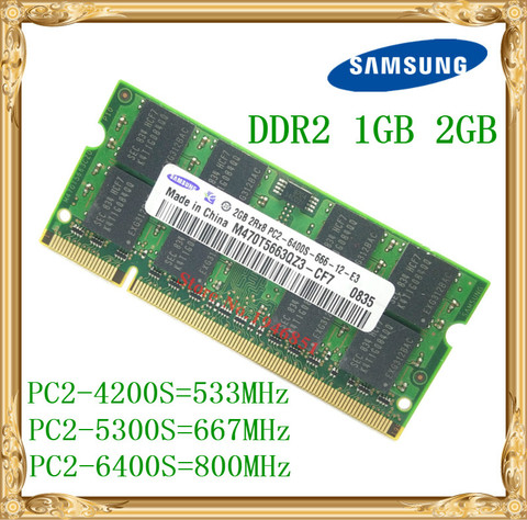 Samsung-memoria para ordenador portátil, 1GB, 2GB, DDR2, 533, 667, 800MHz, PC2-4200, 5300, 6400, Notebook, RAM, 800, 6400S, 2G, 200 pines ► Foto 1/1