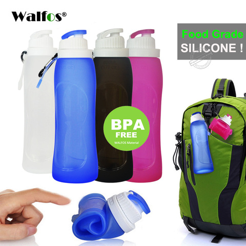 WALFOS grado alimenticio 500 ML creativo plegable silicona bebida deporte botella de agua Camping viaje plástico bicicleta botella ► Foto 1/6