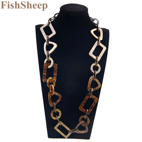 Fishsheep-collares con colgantes Vintage para mujer, cadena grande, Collar largo acrílico geométrico, joyería 2017 ► Foto 1/6