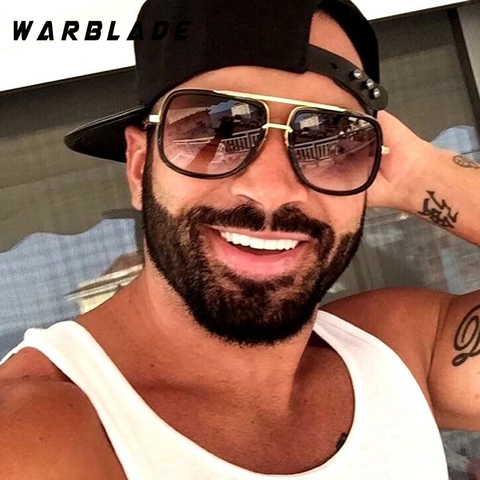 WARBLADE-gafas de sol con marco cuadrado grande para hombre y mujer, anteojos de sol unisex con gradiente de diseñador de marca, 2022 ► Foto 1/6