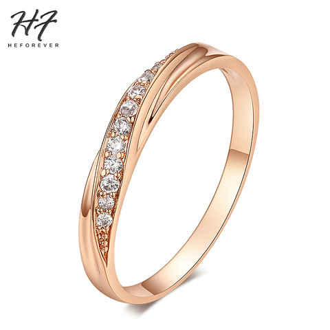 6 artículos clásica Cubic Zirconia anillo de los Amantes Color oro rosa diamantes de imitación tachonado anillos de boda joyería para Mujeres Hombres R314 R317 ► Foto 1/6