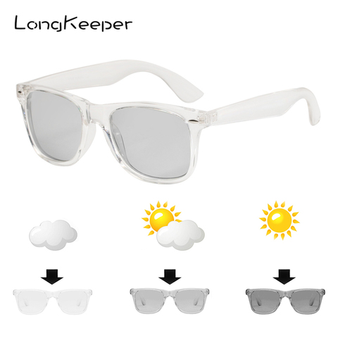 LongKeeper-gafas de sol fotocromáticas polarizadas para hombre y mujer, lentes de sol fotocromáticas con decoloración UV400, montura transparente negra, 1029 ► Foto 1/1