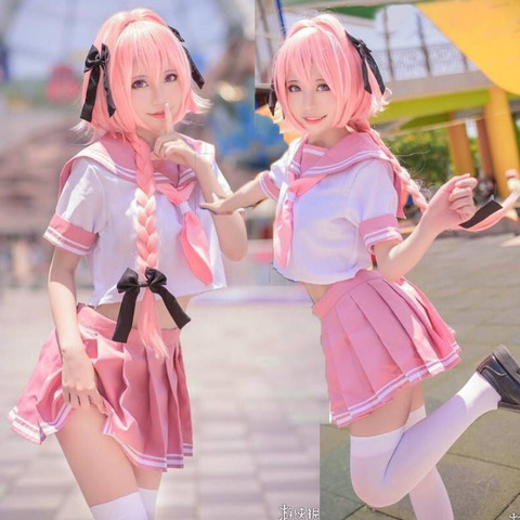 Disfraz de Fate/Grand Order para mujer, traje de uniforme escolar de marinero, Astolfo, equipo elegante, Anime, Halloween ► Foto 1/6