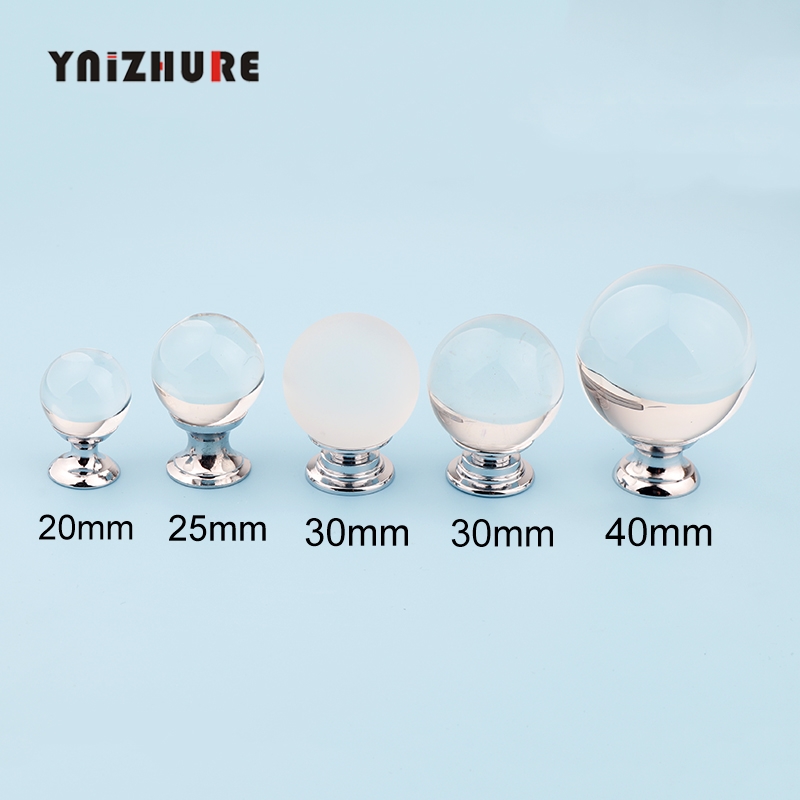 YNIZHURE-pomos de cristal transparente con diseño de bola exfoliante, para puertas de armario, cocina, cajón, 20-40mm ► Foto 1/6