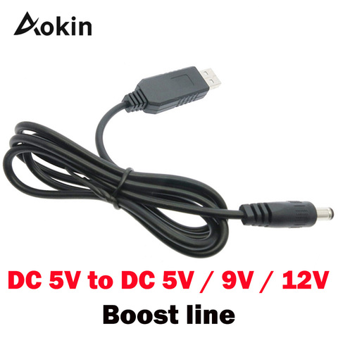 Línea de aumento de energía USB de 5V a CC de 5 V/9 V/12 V Módulo de aumento convertidor USB Cable adaptador 2,1mm x 5,5 enchufe aokin ► Foto 1/6