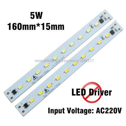 220v 5W LED PCB 160mm * 15mm de aluminio 5730 lámpara de alta brillo circuito integrado, controlador LED fuente de luz ► Foto 1/1