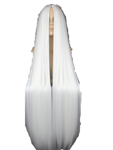 Peluca blanca fei-show 100 cm/40 pulgadas fibra sintética resistente al calor largo disfraz de Halloween Cos-juego carnaval salón de pelo recto ► Foto 1/3