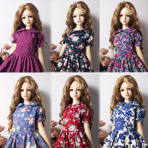 T02-X548-1 de algodón para niñas, ropa de muñeca Blyth 1/3, 1/4 bjd 1/6, accesorios para muñecas, vestido floral clásico, 1 Uds. ► Foto 1/3