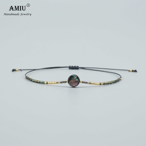 AMIU-Pulseras de cuentas de concha de abulón Natural hechas a mano para mujer y hombre, pulsera de cuentas de semilla de MIYUKI, nudos de cuerda ► Foto 1/6