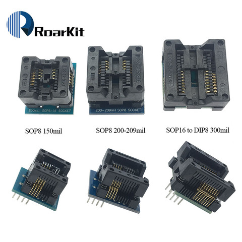 SOP16 a DIP8 Adaptador + SOP8 150mil 200mil 208mil 209mil hembra adecuado para EZP2010 EZP2013 CH341A TL866CS TL866A programador ► Foto 1/6