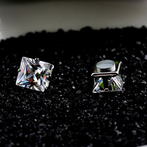 12 pares pendientes magnéticos con diamante de imitación para hombres