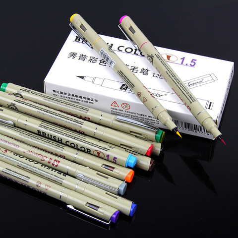 1pc nuevo colores cepillo pluma pincel de dibujos animados variegating multicolor aguja arte marcadores de la pluma ► Foto 1/6
