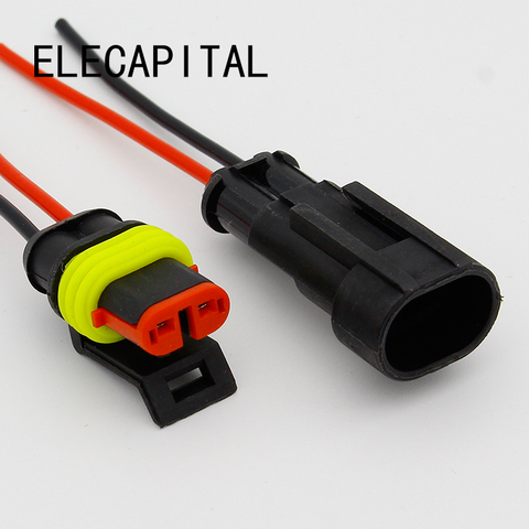2 Pasadores eléctrico impermeable sellado manera Alambres conector plug set auto conectores con cable ► Foto 1/5