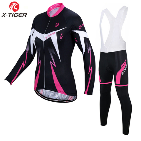 X-tiger-Conjunto de Jersey de Ciclismo para mujer, Ropa de secado rápido de manga larga para bicicleta de montaña, otoño ► Foto 1/6