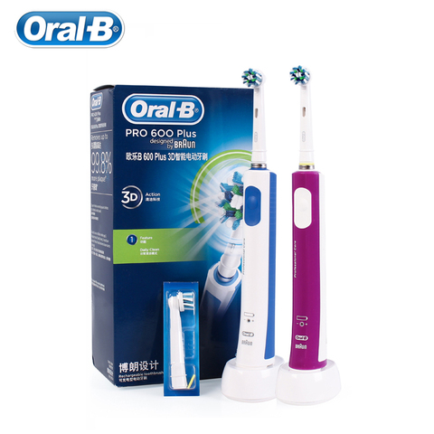 Oral B cepillo de dientes eléctrico Pro 600 Plus recargable cepillo de dientes reemplazable cabezas de cepillo de diseño de moda Durable ► Foto 1/6