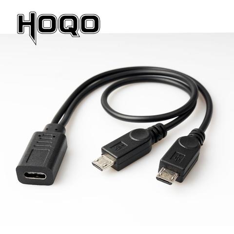 USB-C Y-cable USB tipo c hembra a Micro usb Dual macho usbc 2,0, divisor de 1 hembra a 2 macho, cable de extensión de carga de datos ► Foto 1/2