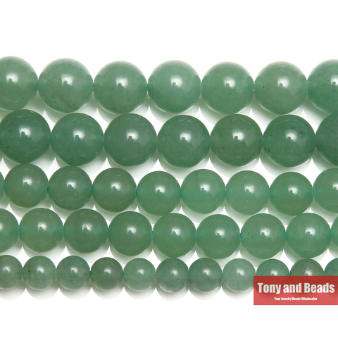 Cuentas redondas de Aventurina Natural para fabricación de joyas, cuentas sueltas de piedra verde de 15 