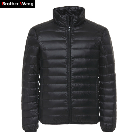 Chaqueta de plumón de pato para hombre Brother Wang 2022 nueva moda de Otoño Invierno para hombre abrigo Casual de cuello ligero ropa de marca negro rojo Azul Marino ► Foto 1/1