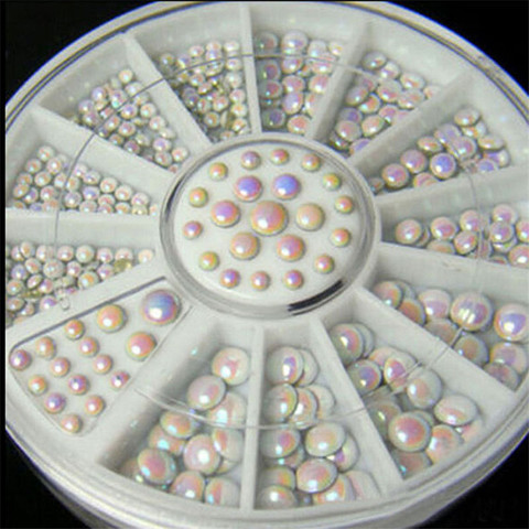 2 MM/3 MM/4 MM DIY 3D Wihte AB Metal perla brillo para uñas Cristal Diamantes de imitación arte de uñas decoraciones y utensilios de manicura ► Foto 1/2