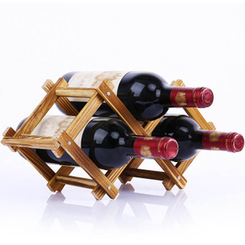 Soporte de madera plegable para vino tinto, estante de exhibición portátil con barra de soporte para 3 botellas, accesorios de cocina ► Foto 1/4