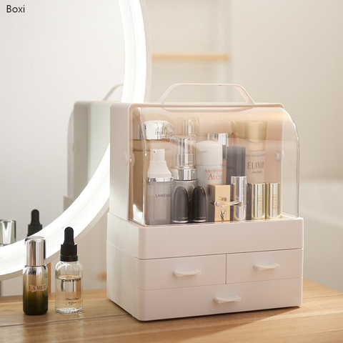 Boxi-cajón organizador de maquillaje multicapa, caja de almacenamiento de plástico transparente para cosméticos, escritorio, a prueba de polvo, joyería, esmalte de uñas ► Foto 1/1