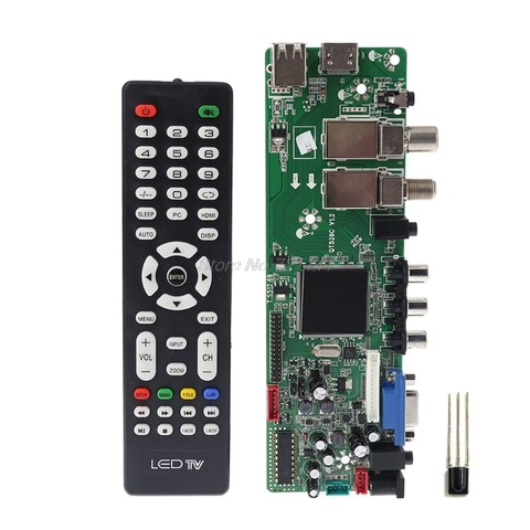DVB-S2 DVB-T2 DVB-C señal Digital ATV de controlador LCD Control remoto Junta módulo lanzador Dual USB QT526C V1.1 T S5 ► Foto 1/6