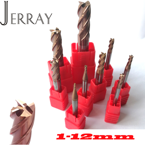 1mm 2mm 3mm 4mm 5mm 6mm 8mm 10mm 12mm 4 flautas HRC55 de carburo de tungsteno cuadrado plano final Mills espiral Bits CNC molino Router Bits ► Foto 1/1