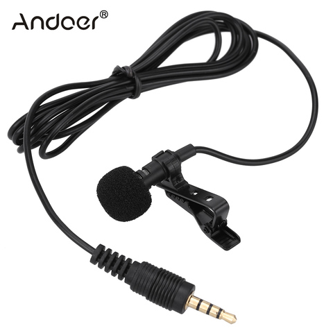 Andoer-Mini micrófono portátil de solapa Lavalier, manos libres, con conector de 3,5mm, con cable, para iPhone, iPad, ordenador, PC, altavoz ► Foto 1/6