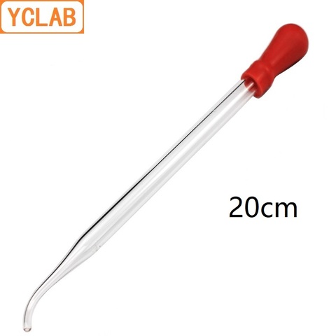 YCLAB-Pipeta de gota de 20cm, Punta curva de vidrio transparente con pezón de goma de látex rojo, experimento químico, maquillaje de aceite esencial ► Foto 1/3