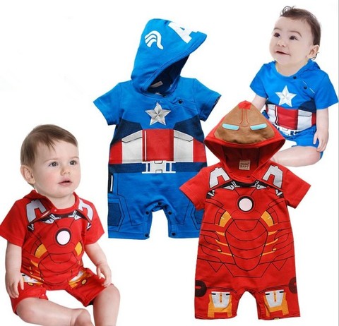 Ropa de Cosplay para bebé, Pelele con capucha de estilo Iron Man y Capitán América/Mono fresco 3039 ► Foto 1/1