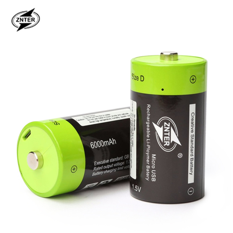 ZNTER-2 uds. De batería recargable por USB, 1,5 V, 6000mAh, reciclaje de polímero de litio con carga multifuncional ► Foto 1/6