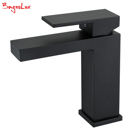 Grifo pequeño para lavabo de baño, mezclador 100% de latón macizo, diseño de lujo, montaje en cubierta, negro, dorado, cromo, plateado, cuadrado ► Foto 1/1