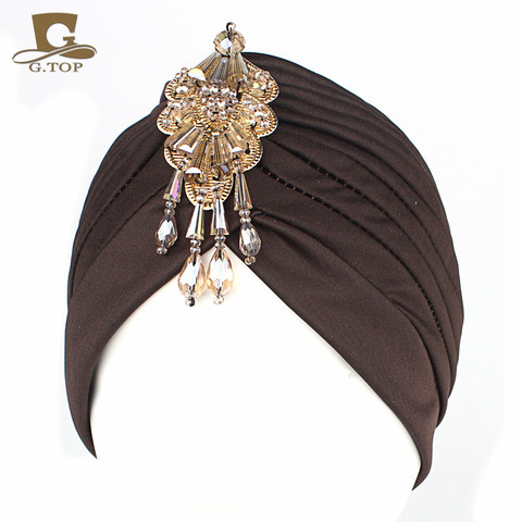 Sombrero turbante con cuentas colgantes para mujer, turbante, turbante, novedad ► Foto 1/6